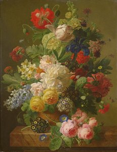 Fleurs dans un vase sur une console en marbre, 1816